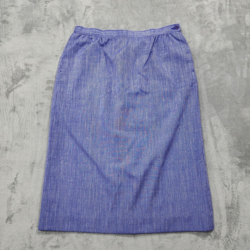 Vintage Pendleton Skirt Women S Blue Striped Silk Blend Pencil Midi Lined Office
